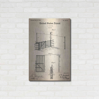 Luxe Metal Art 'Farm Gate Blueprint Patent Parchment,' Metal Wall Art,24x36