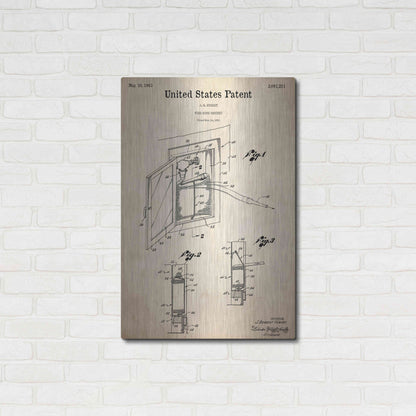 Luxe Metal Art 'Fire Hose Cabinet Blueprint Patent Parchment,' Metal Wall Art,24x36