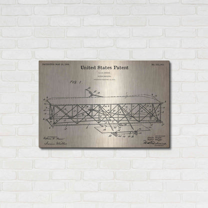 Luxe Metal Art 'Wright Bros. Flying Machine Blueprint Patent Parchment,' Metal Wall Art,36x24