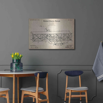 Luxe Metal Art 'Wright Bros. Flying Machine Blueprint Patent Parchment,' Metal Wall Art,36x24