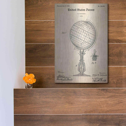 Luxe Metal Art 'globe Blueprint Patent Parchment,' Metal Wall Art,12x16