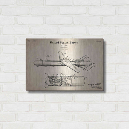 Luxe Metal Art 'Cold War Era Guided Missile Blueprint Patent Parchment,' Metal Wall Art,24x16