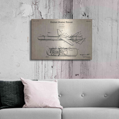 Luxe Metal Art 'Cold War Era Guided Missile Blueprint Patent Parchment,' Metal Wall Art,36x24