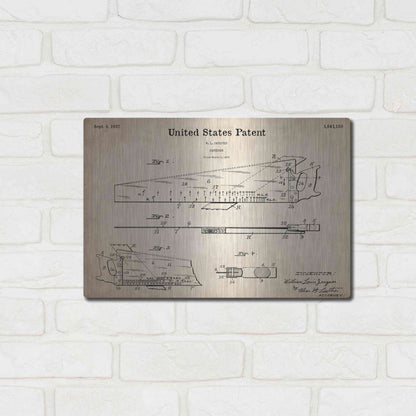 Luxe Metal Art 'Handsaw Blueprint Patent Parchment,' Metal Wall Art,16x12