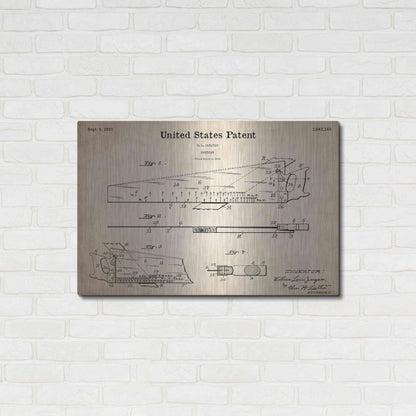 Luxe Metal Art 'Handsaw Blueprint Patent Parchment,' Metal Wall Art,36x24
