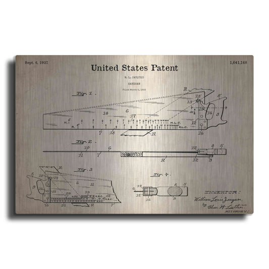 Luxe Metal Art 'Handsaw Blueprint Patent Parchment,' Metal Wall Art