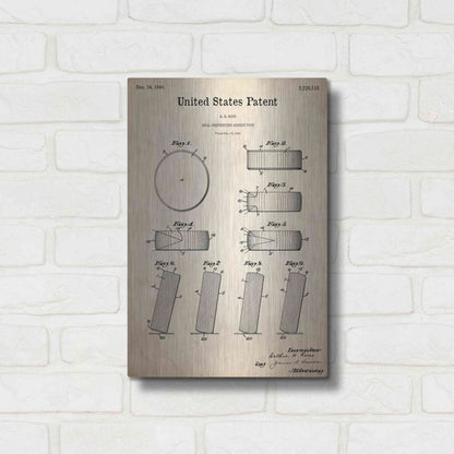 Luxe Metal Art 'Hockey Puck Blueprint Patent Parchment,' Metal Wall Art,12x16