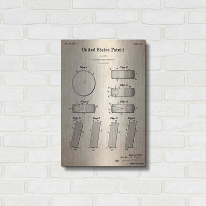 Luxe Metal Art 'Hockey Puck Blueprint Patent Parchment,' Metal Wall Art,16x24