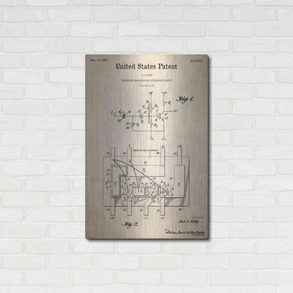 Luxe Metal Art 'Integrated Circuit Blueprint Patent Parchment,' Metal Wall Art,24x36