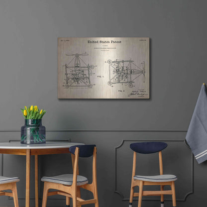 Luxe Metal Art 'Tesla Aerial Apparatus Blueprint Patent Parchment,' Metal Wall Art,36x24