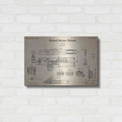 Luxe Metal Art 'Machine Gun Blueprint Patent Parchment,' Metal Wall Art,24x16