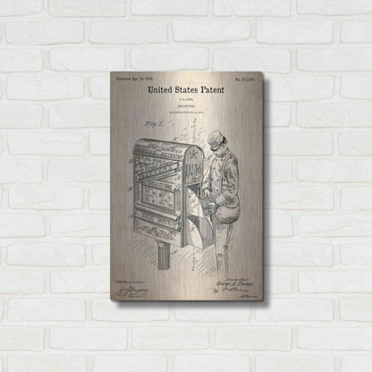 Luxe Metal Art 'Mailbox Blueprint Patent Parchment,' Metal Wall Art,16x24