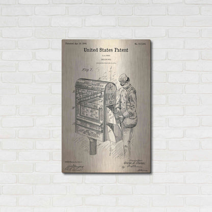 Luxe Metal Art 'Mailbox Blueprint Patent Parchment,' Metal Wall Art,24x36