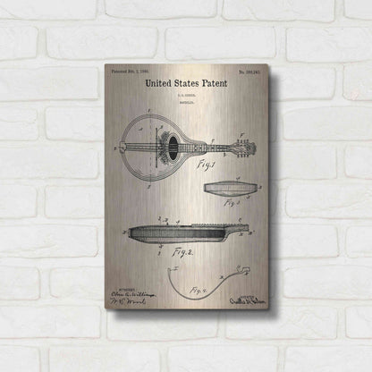 Luxe Metal Art 'Mandolin Blueprint Patent Parchment,' Metal Wall Art,12x16