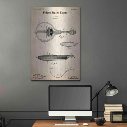 Luxe Metal Art 'Mandolin Blueprint Patent Parchment,' Metal Wall Art,24x36