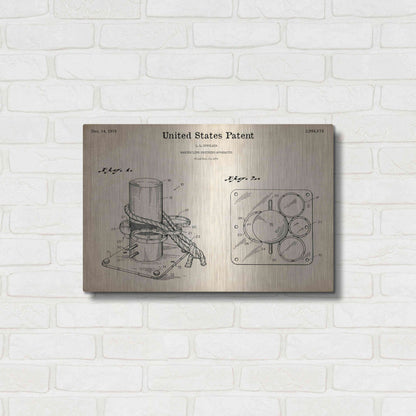 Luxe Metal Art 'Marine Line Secure Device Blueprint Patent Parchment,' Metal Wall Art,24x16