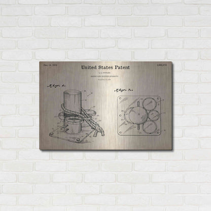 Luxe Metal Art 'Marine Line Secure Device Blueprint Patent Parchment,' Metal Wall Art,36x24