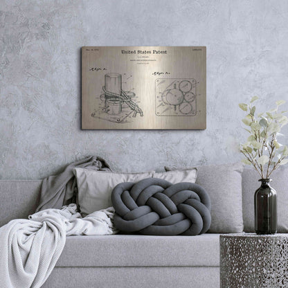 Luxe Metal Art 'Marine Line Secure Device Blueprint Patent Parchment,' Metal Wall Art,36x24