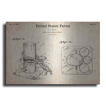 Luxe Metal Art 'Marine Line Secure Device Blueprint Patent Parchment,' Metal Wall Art