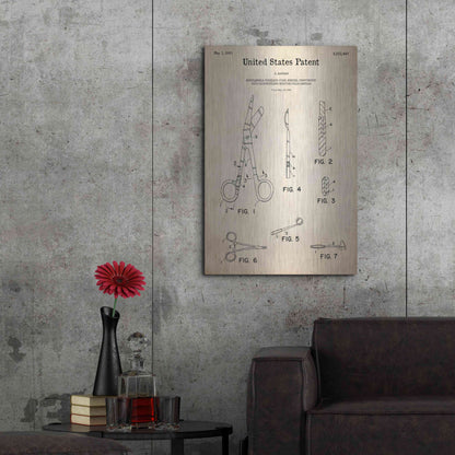 Luxe Metal Art 'Medical Instruments Blueprint Patent Parchment,' Metal Wall Art,24x36