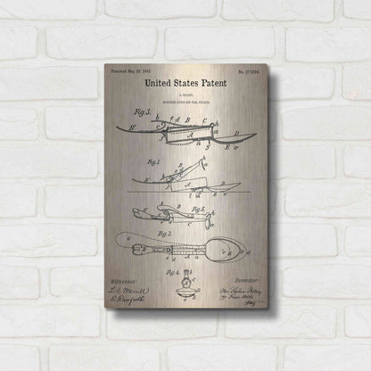 Luxe Metal Art 'Medicine Spoon Blueprint Patent Parchment,' Metal Wall Art,12x16