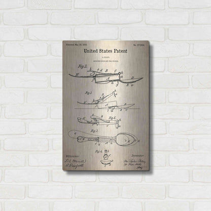 Luxe Metal Art 'Medicine Spoon Blueprint Patent Parchment,' Metal Wall Art,16x24