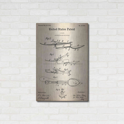 Luxe Metal Art 'Medicine Spoon Blueprint Patent Parchment,' Metal Wall Art,24x36