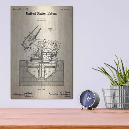 Luxe Metal Art 'Mortar Mounting Blueprint Patent Parchment,' Metal Wall Art,12x16