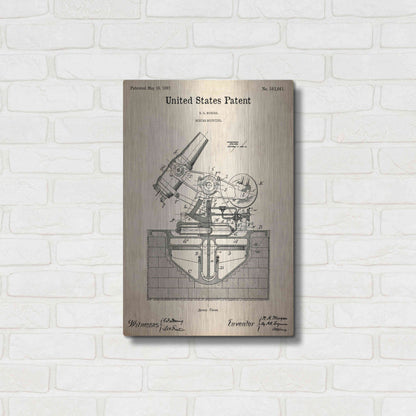 Luxe Metal Art 'Mortar Mounting Blueprint Patent Parchment,' Metal Wall Art,16x24