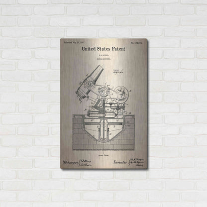 Luxe Metal Art 'Mortar Mounting Blueprint Patent Parchment,' Metal Wall Art,24x36