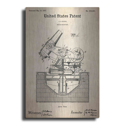 Luxe Metal Art 'Mortar Mounting Blueprint Patent Parchment,' Metal Wall Art