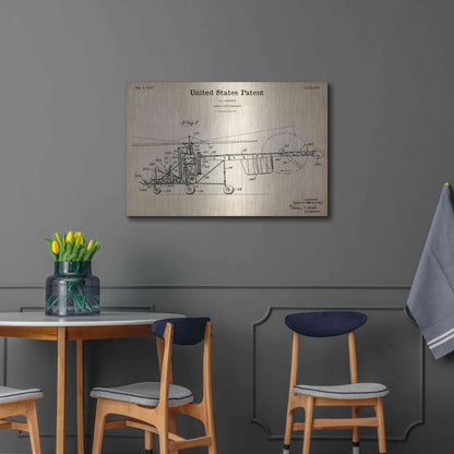 Luxe Metal Art 'Direct-Lift Aircraft Blueprint Patent Parchment,' Metal Wall Art,36x24