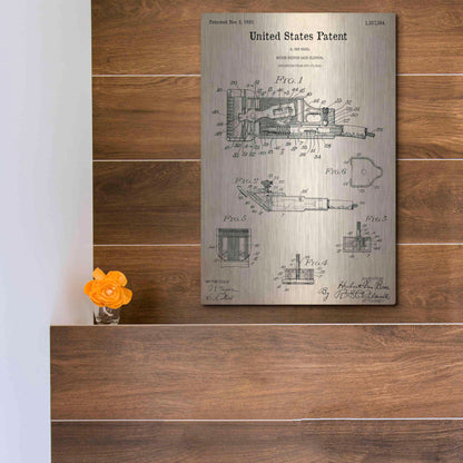 Luxe Metal Art 'Motor Hair Clipper Blueprint Patent Parchment,' Metal Wall Art,12x16