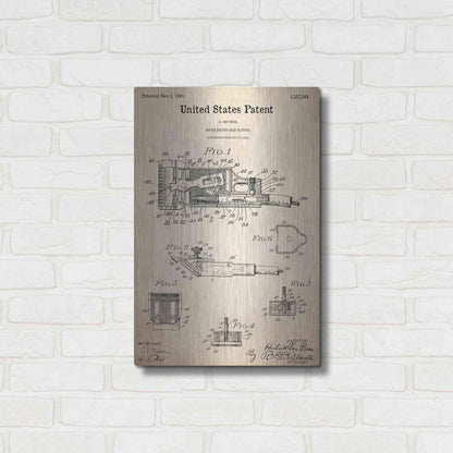 Luxe Metal Art 'Motor Hair Clipper Blueprint Patent Parchment,' Metal Wall Art,16x24