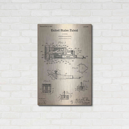 Luxe Metal Art 'Motor Hair Clipper Blueprint Patent Parchment,' Metal Wall Art,24x36