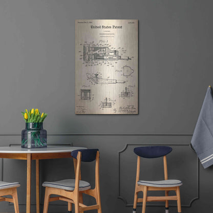 Luxe Metal Art 'Motor Hair Clipper Blueprint Patent Parchment,' Metal Wall Art,24x36