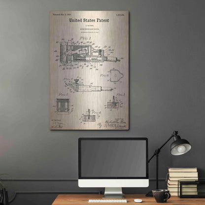 Luxe Metal Art 'Motor Hair Clipper Blueprint Patent Parchment,' Metal Wall Art,24x36