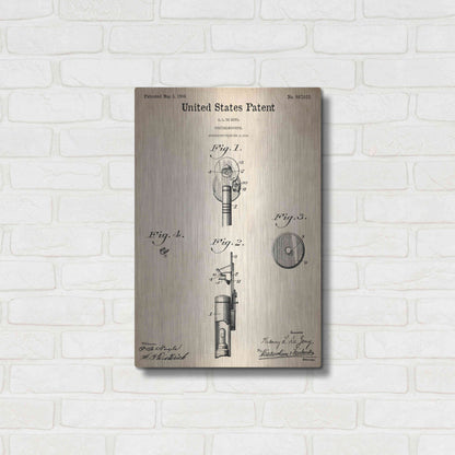Luxe Metal Art 'Ophthalmoscope Blueprint Patent Parchment,' Metal Wall Art,16x24