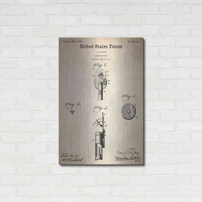 Luxe Metal Art 'Ophthalmoscope Blueprint Patent Parchment,' Metal Wall Art,24x36