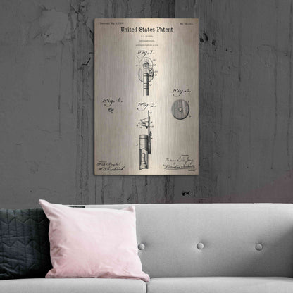 Luxe Metal Art 'Ophthalmoscope Blueprint Patent Parchment,' Metal Wall Art,24x36