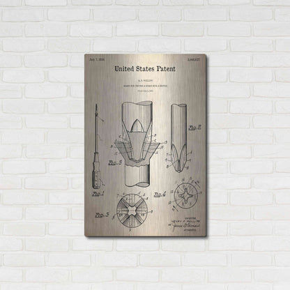 Luxe Metal Art 'Screw Driver Blueprint Patent Parchment,' Metal Wall Art,24x36