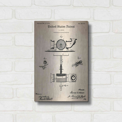 Luxe Metal Art 'Phonograph Blueprint Patent Parchment,' Metal Wall Art,12x16