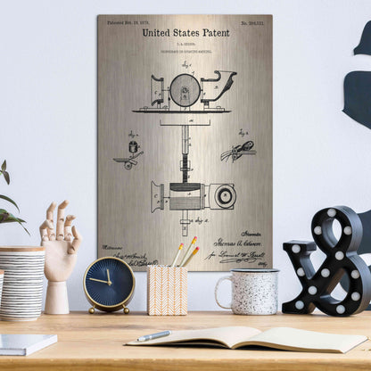 Luxe Metal Art 'Phonograph Blueprint Patent Parchment,' Metal Wall Art,12x16