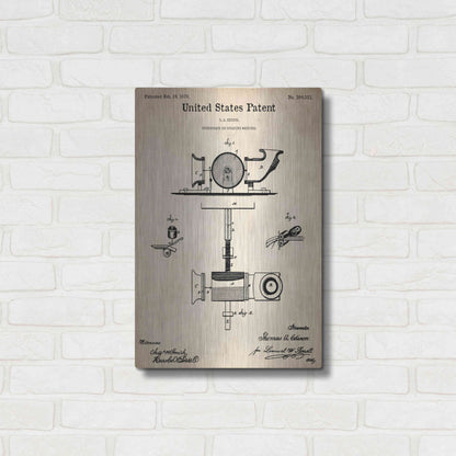 Luxe Metal Art 'Phonograph Blueprint Patent Parchment,' Metal Wall Art,16x24