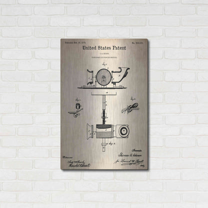 Luxe Metal Art 'Phonograph Blueprint Patent Parchment,' Metal Wall Art,24x36