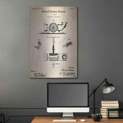 Luxe Metal Art 'Phonograph Blueprint Patent Parchment,' Metal Wall Art,24x36