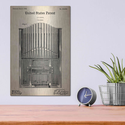 Luxe Metal Art 'Pipe Organ Blueprint Patent Parchment,' Metal Wall Art,12x16