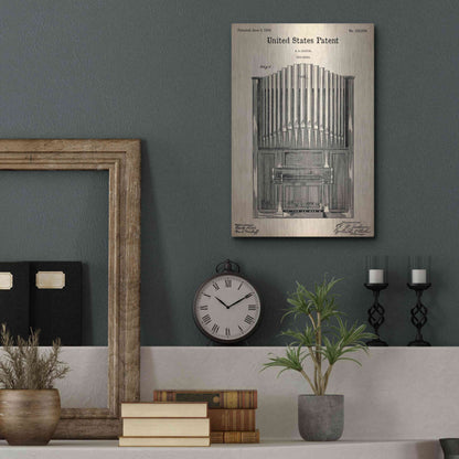 Luxe Metal Art 'Pipe Organ Blueprint Patent Parchment,' Metal Wall Art,12x16