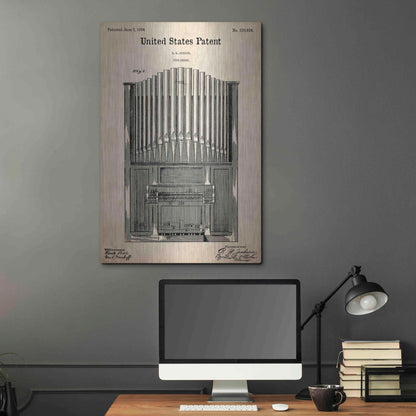 Luxe Metal Art 'Pipe Organ Blueprint Patent Parchment,' Metal Wall Art,24x36