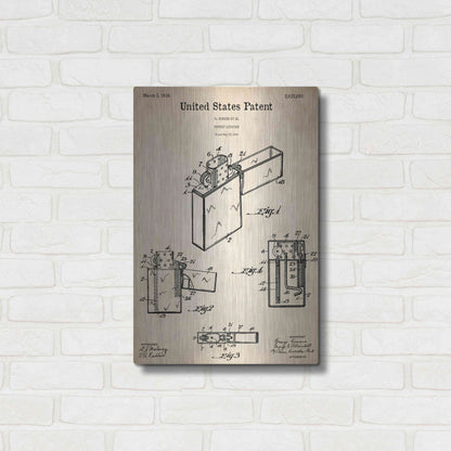 Luxe Metal Art 'Pocket Lighter Blueprint Patent Parchment,' Metal Wall Art,16x24